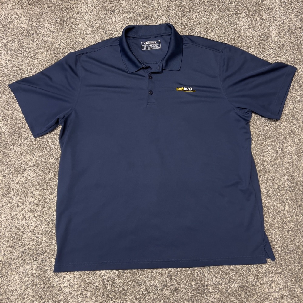 CarMax Mens 3XL Navy Blue Short Sleeve Performance Polo Shirt Employee Uniform